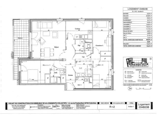 Appartement a louer colombes - 4 pièce(s) - 96 m2 - Surfyn